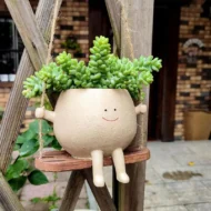 Plant Hanger Baskets Lovely Swing Face Planter Pot Succulent Flower Pots Balcony Wall Hanging Planter Decor Home Garden Supplies - Image 4
